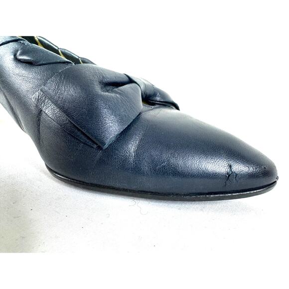 Vintage Leather Proxy Navy Leather Bow kitten heel size 8.5 - Picture 4 of 11